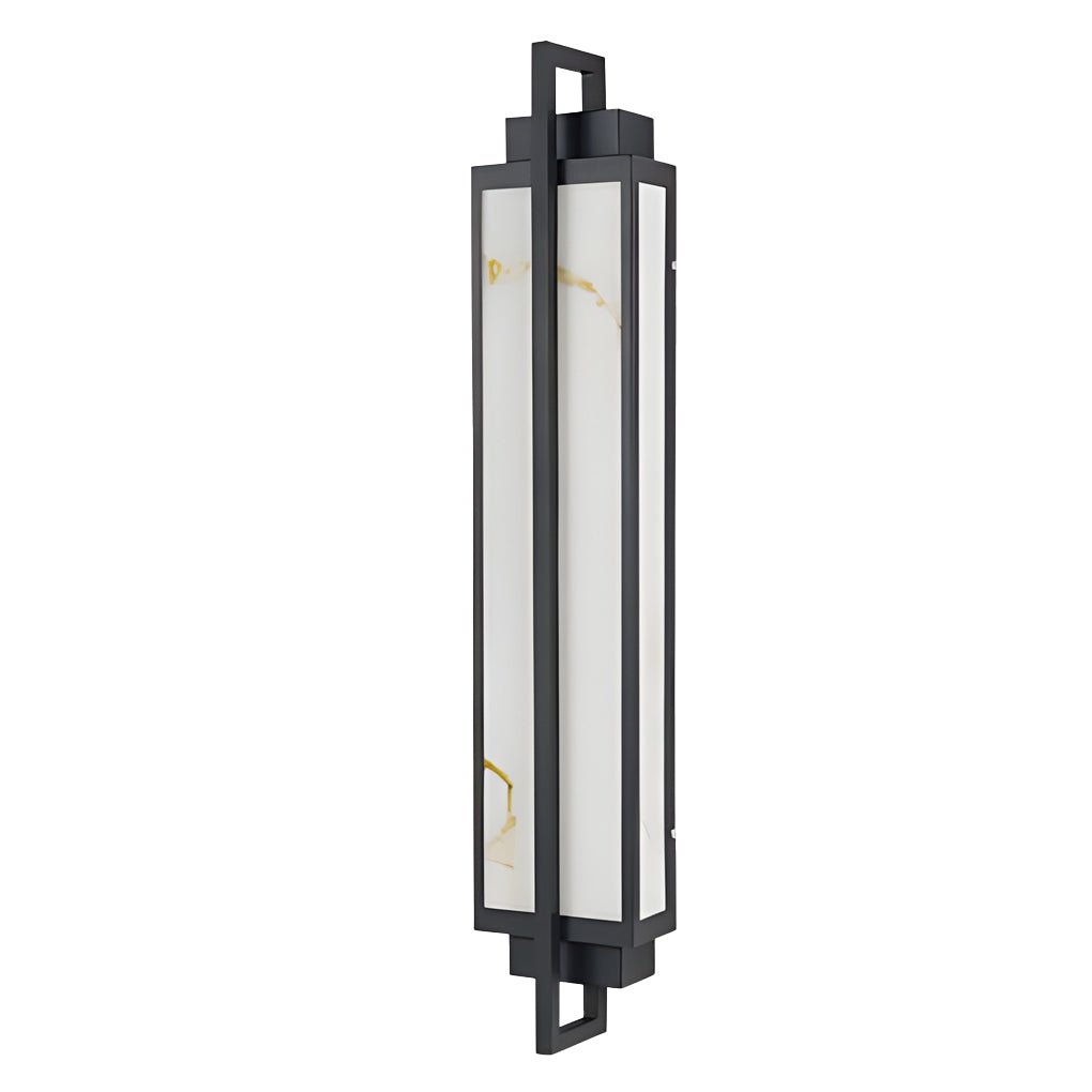AlabasterGlow | Modern Black Outdoor Wall Lantern for Elegant Illumination