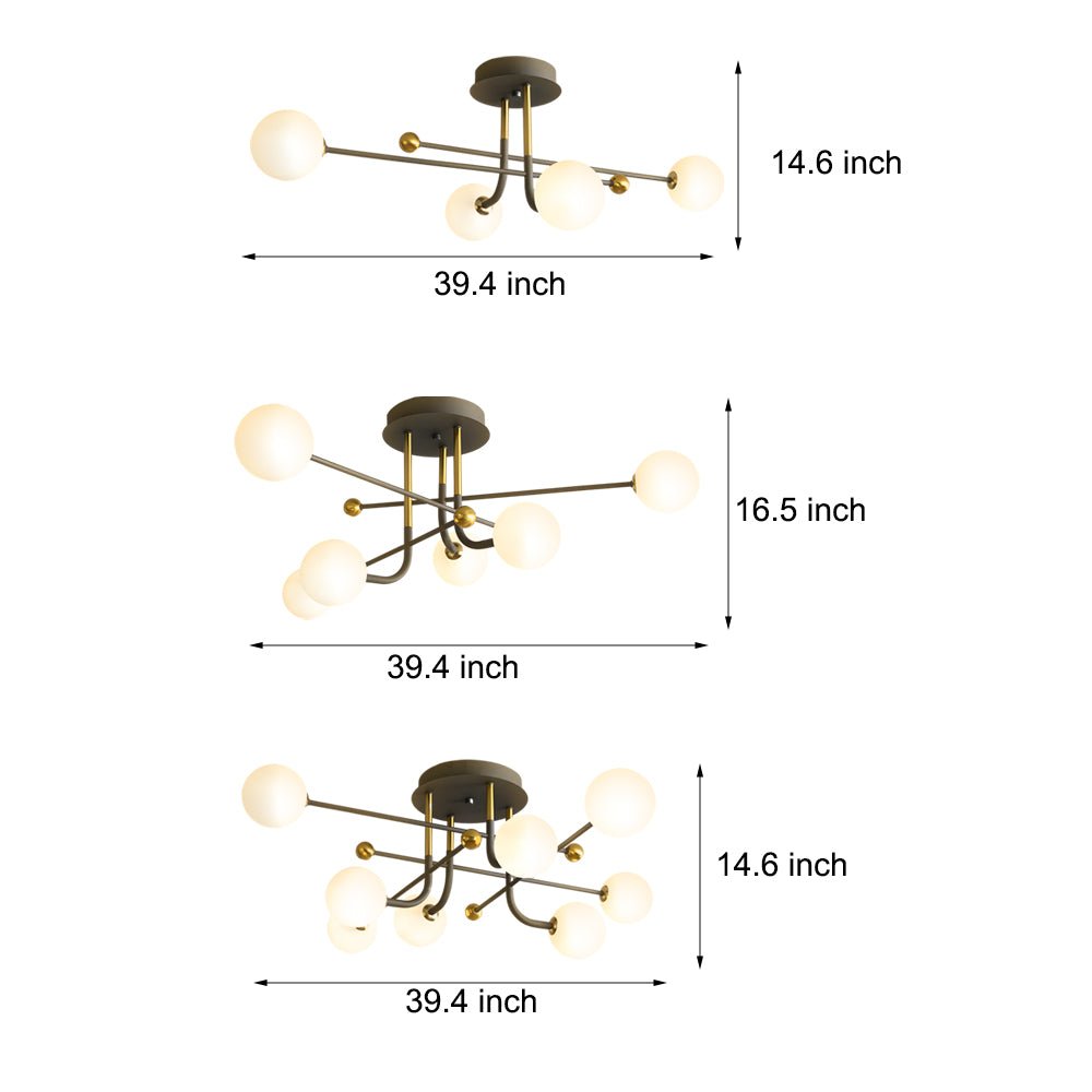 Celestia | Elegant Geometric Sputnik Globe Semi-Flush Mount Light