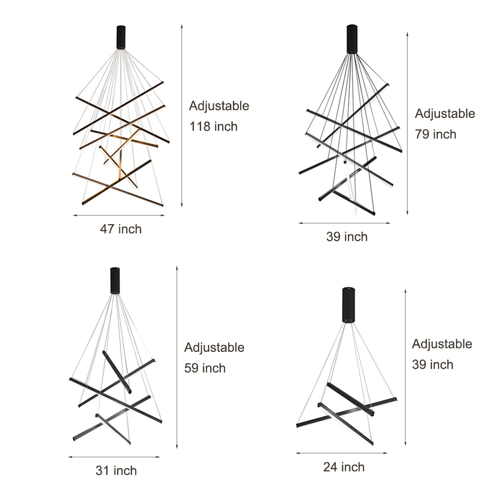 CrissLight | Modern Elegant Black LED Chandelier Light Fixture