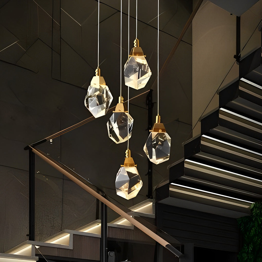 Luminara | Elegant Modern Spiral Crystal Chandelier for Staircase Lighting