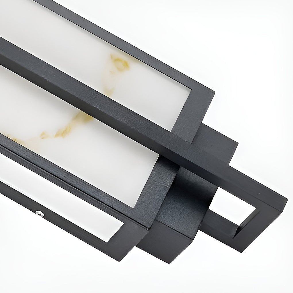 AlabasterGlow | Modern Black Outdoor Wall Lantern for Elegant Illumination