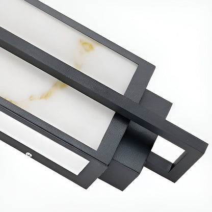 AlabasterGlow | Modern Black Outdoor Wall Lantern for Elegant Illumination