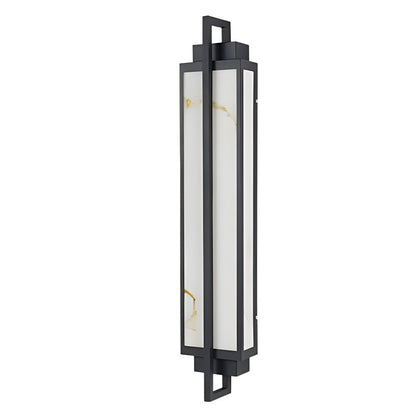 AlabasterGlow | Modern Black Outdoor Wall Lantern for Elegant Illumination