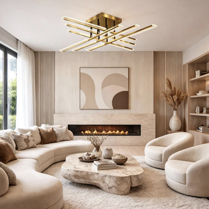 AuroraGlow | Stylish Minimalist Gold Flush Mount LED Ceiling Light