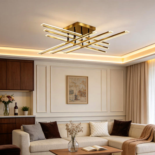 AuroraGlow | Stylish Minimalist Gold Flush Mount LED Ceiling Light