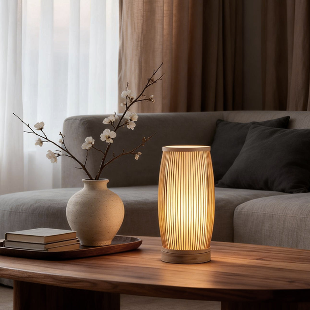 BambooGlow | Elegant Handwoven Japanese Table Lamp for Bedroom 6