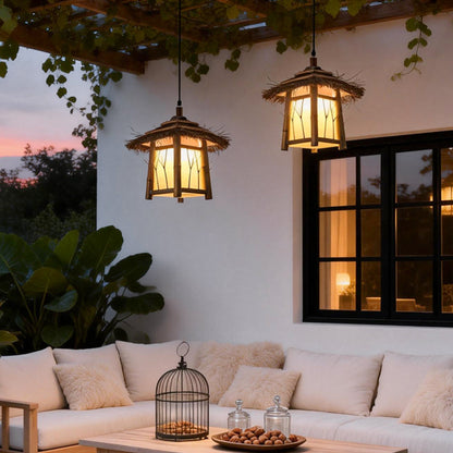 BambooGlow | Elegant Rustic Outdoor Wall Light for Garden and Patio