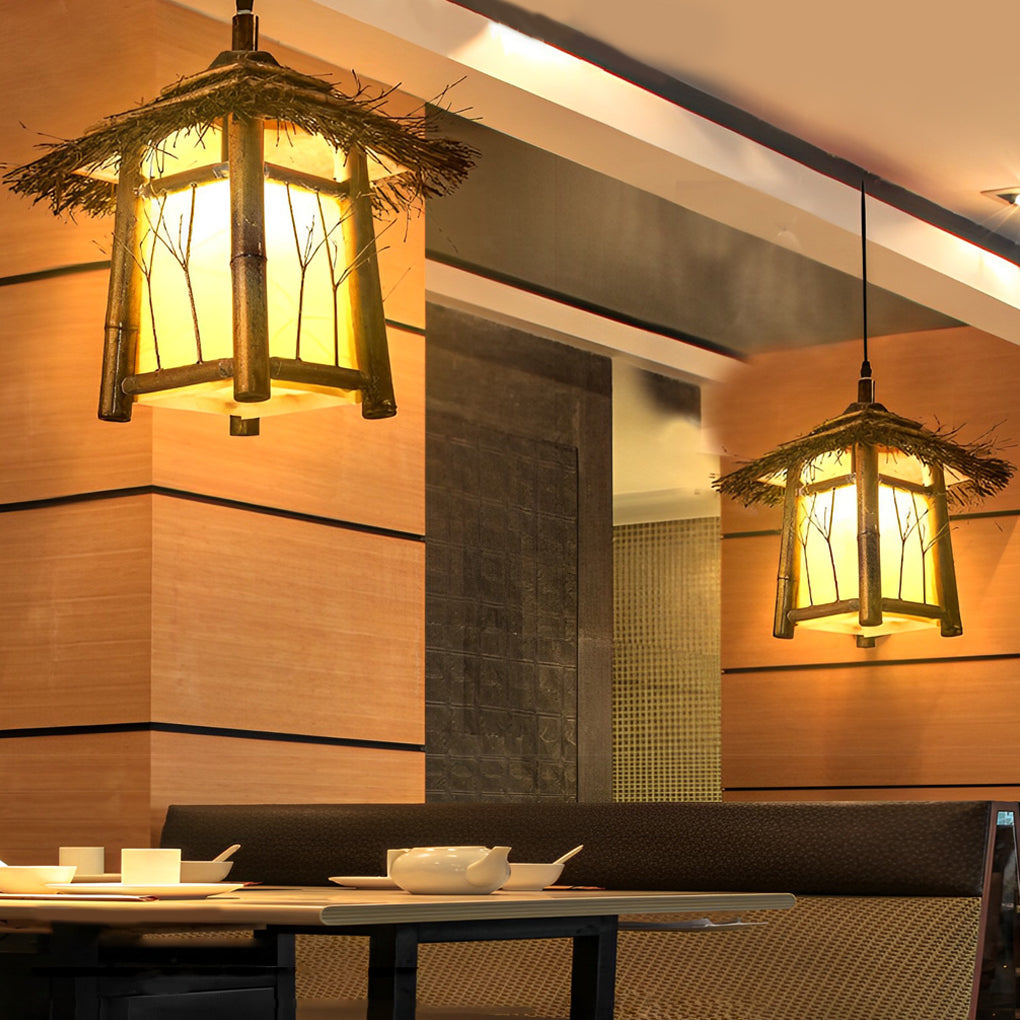 BambooGlow | Elegant Rustic Outdoor Wall Light for Garden and Patio