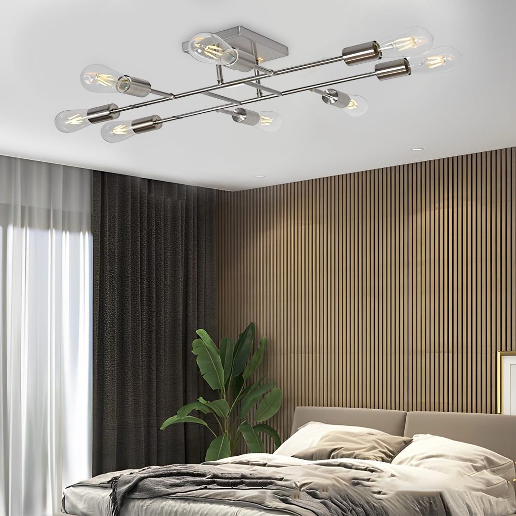 BrassElegance | Vintage Elegant 8-Light Semi Flush Mount Ceiling Light