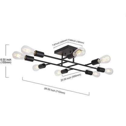 BrassElegance | Vintage Elegant 8-Light Semi Flush Mount Ceiling Light