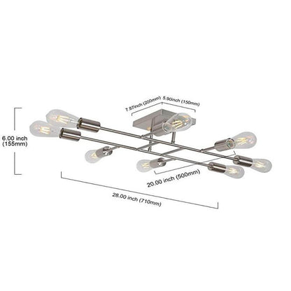 BrassElegance | Vintage Elegant 8-Light Semi Flush Mount Ceiling Light