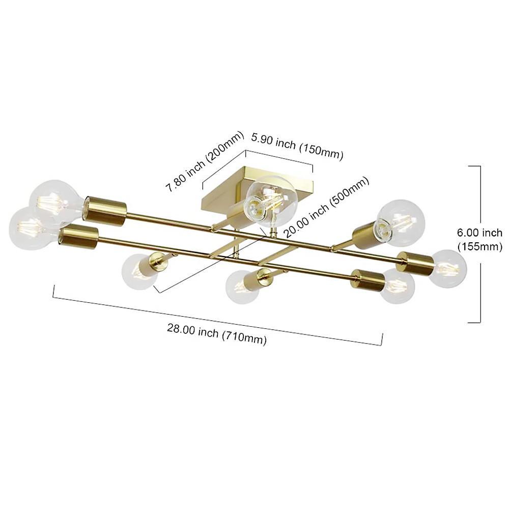 BrassElegance | Vintage Elegant 8-Light Semi Flush Mount Ceiling Light