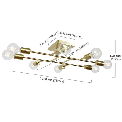 BrassElegance | Vintage Elegant 8-Light Semi Flush Mount Ceiling Light