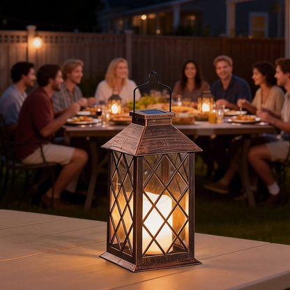 BronzeGlow | Elegant Antique Outdoor Solar Lantern for Garden Illumination
