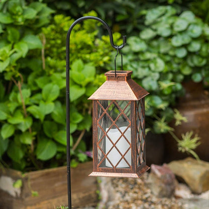 BronzeGlow | Elegant Antique Outdoor Solar Lantern for Garden Illumination