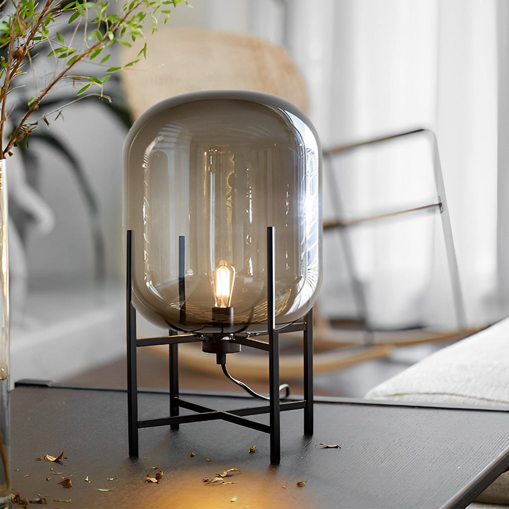Bubbluxe | Modern Black Floor Lamp with Hand-Blown Glass Shade 0
