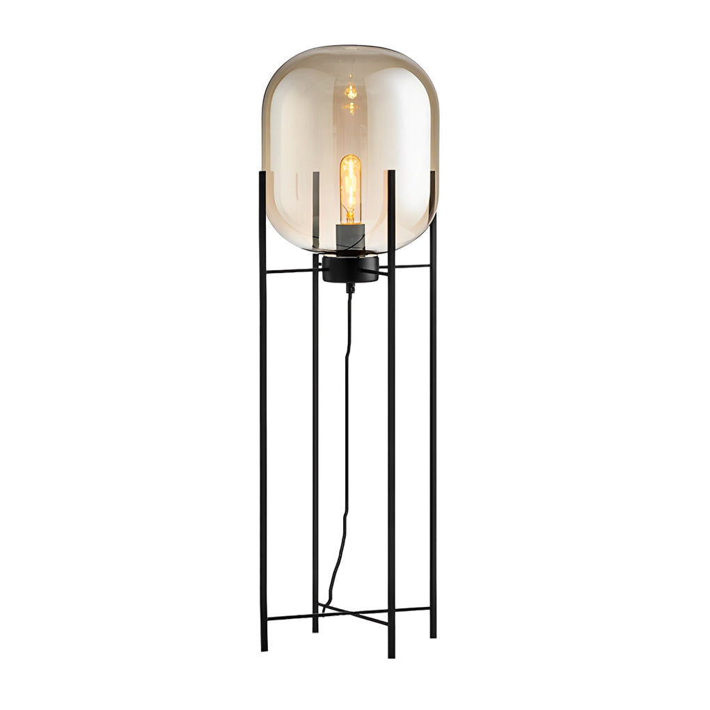 Bubbluxe | Modern Black Floor Lamp with Hand-Blown Glass Shade 8