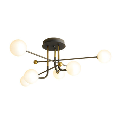 Celestia | Elegant Geometric Sputnik Globe Semi-Flush Mount Light