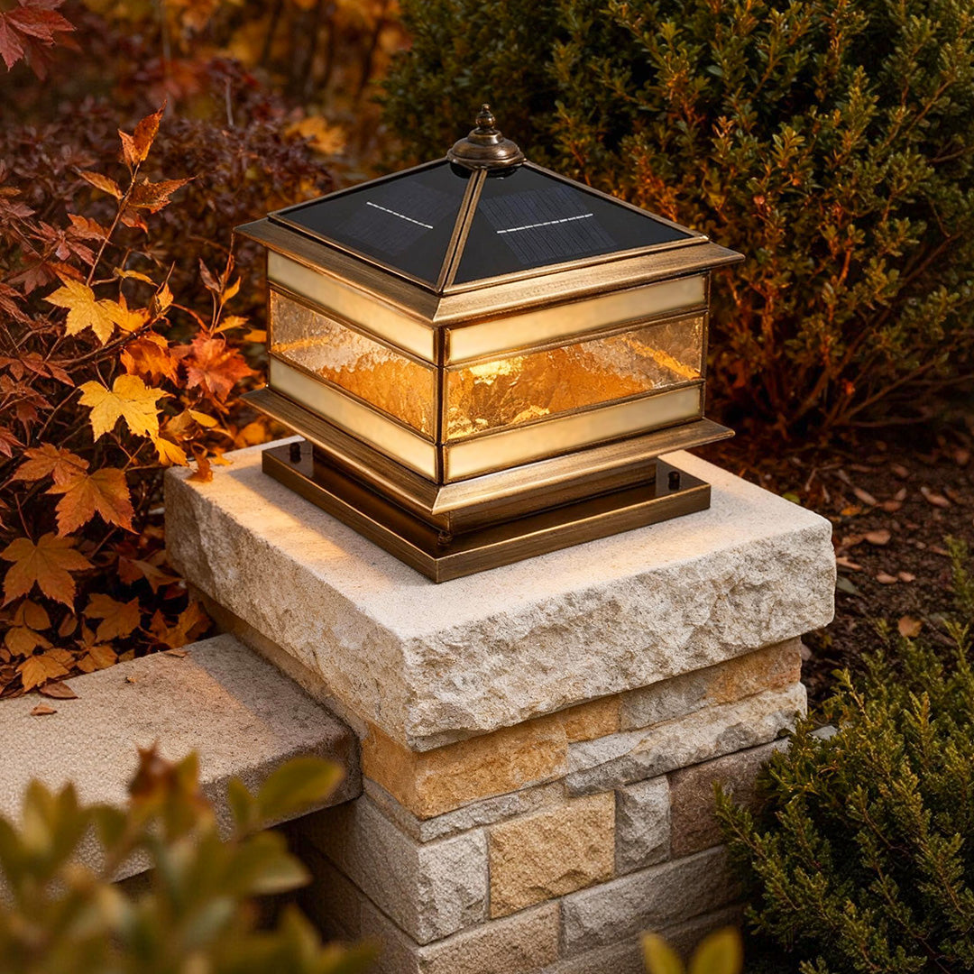 Elegant Solar Garden Lights | Retro Copper Pillar Light with Dual Power Options | Perfect for Outdoor Ambiance 1
