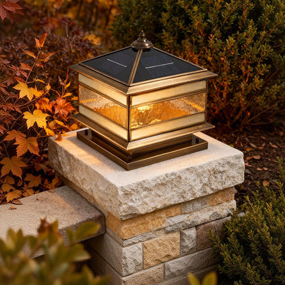 Elegant Solar Garden Lights | Retro Copper Pillar Light with Dual Power Options | Perfect for Outdoor Ambiance 1