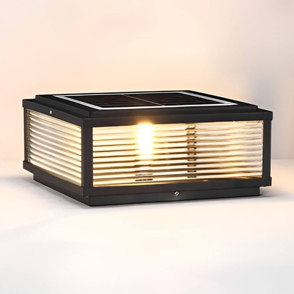 Elegant Solar Garden Lights | Ribbed Glass Outdoor Pillar Light with Versatile Power Options for Ambient Illumination 5