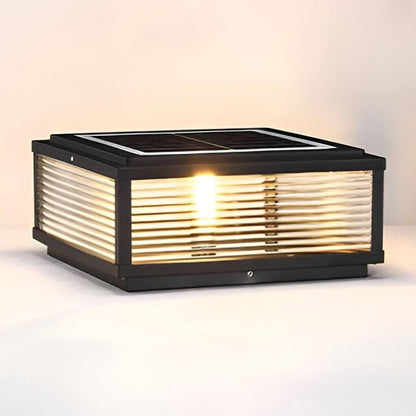 Elegant Solar Garden Lights | Ribbed Glass Outdoor Pillar Light with Versatile Power Options for Ambient Illumination 5