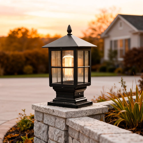 Elegant Stone Light Pillar | Solar Outdoor Lighting with Dual Power Modes | Waterproof Design for Reliable Illumination 1