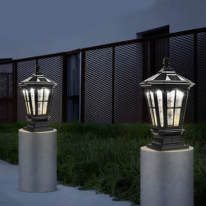 Elegant Stone Pillar Light | Solar Outdoor Light with Dual Power Supply | Retro Pavilion Design for Stylish Illumination 1