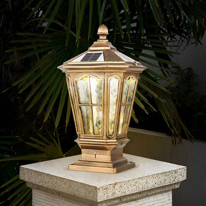Elegant Stone Pillar Light | Solar Outdoor Light with Dual Power Supply | Retro Pavilion Design for Stylish Illumination 3