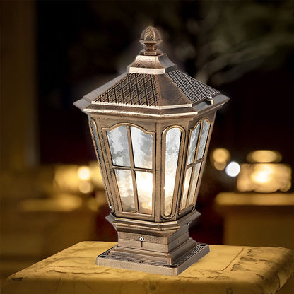 Elegant Stone Pillar Light | Solar Outdoor Light with Dual Power Supply | Retro Pavilion Design for Stylish Illumination 5