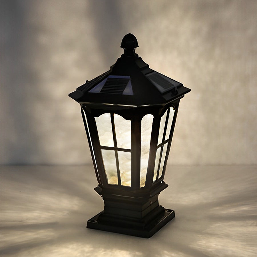 Elegant Stone Pillar Light | Solar Outdoor Light with Dual Power Supply | Retro Pavilion Design for Stylish Illumination 8