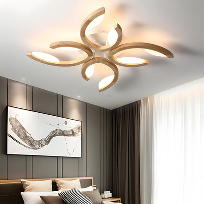 FloraLight | Elegant Natural Wood LED Flush Mount Ceiling Light