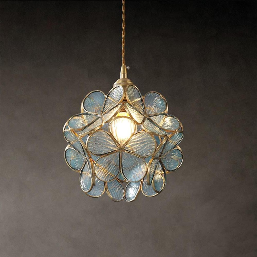 FloralAura | Artistic Retro Glass Pendant Light for Kitchen Island