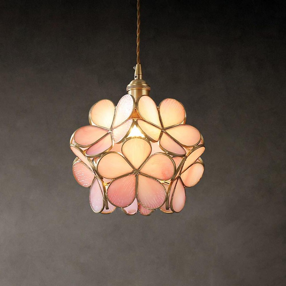 FloralAura | Artistic Retro Glass Pendant Light for Kitchen Island