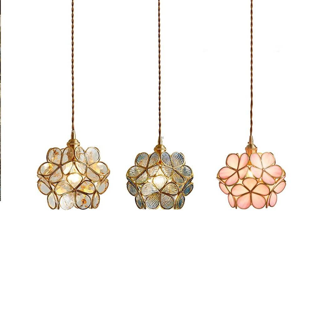 FloralAura | Artistic Retro Glass Pendant Light for Kitchen Island