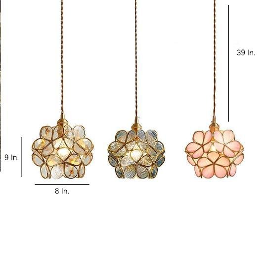 FloralAura | Artistic Retro Glass Pendant Light for Kitchen Island