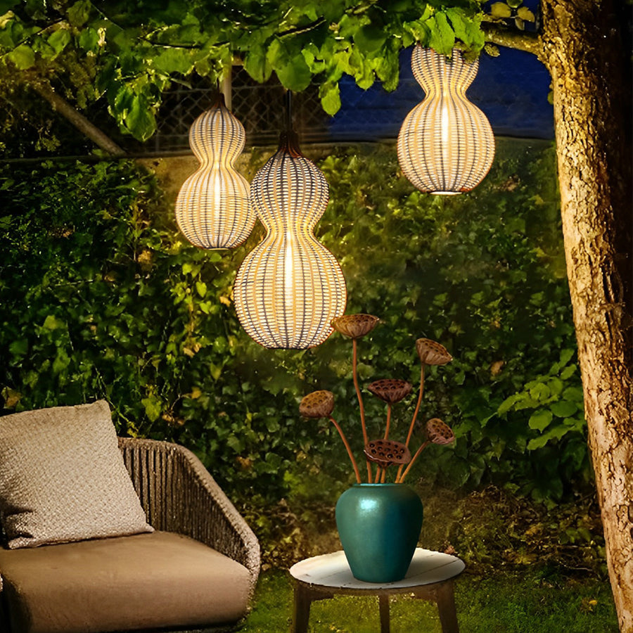 GourdLight | Stylish Natural Rattan Outdoor Hanging Pendant Light 4