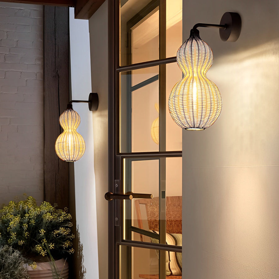 GourdLight | Stylish Natural Rattan Outdoor Hanging Pendant Light 6