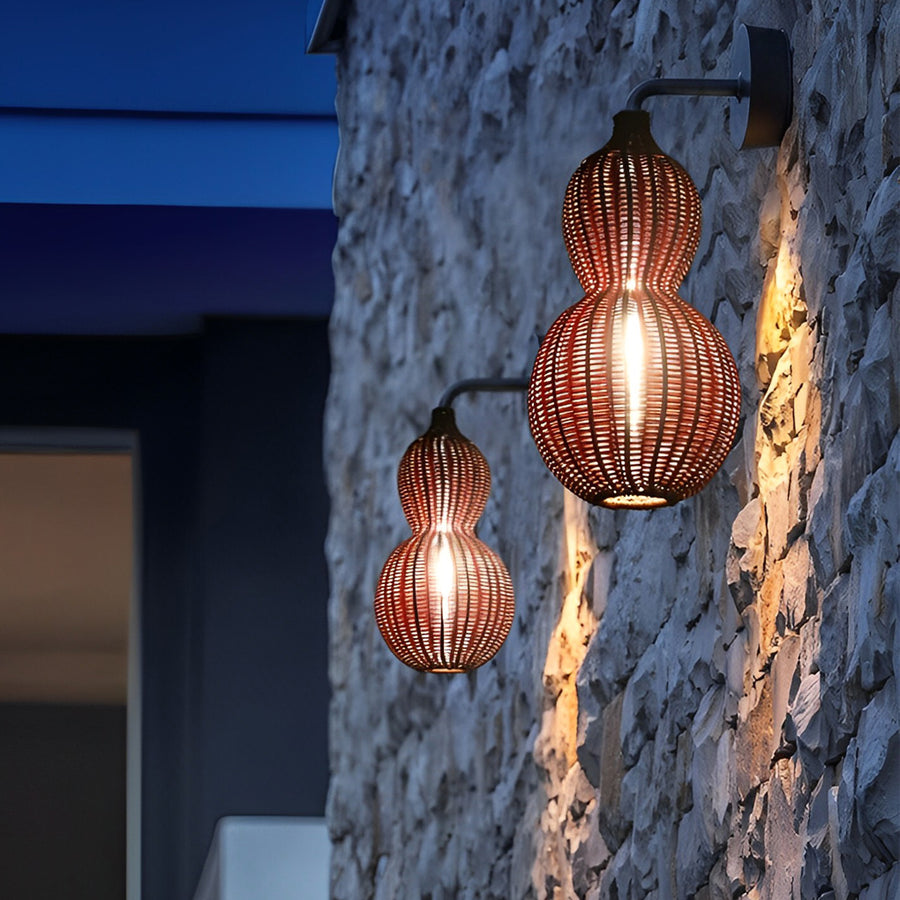 GourdLight | Stylish Natural Rattan Outdoor Hanging Pendant Light 7