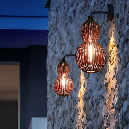 GourdLight | Stylish Natural Rattan Outdoor Hanging Pendant Light 7