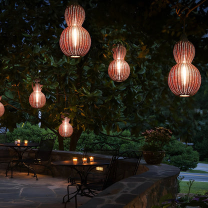 GourdLight | Stylish Natural Rattan Outdoor Hanging Pendant Light 8