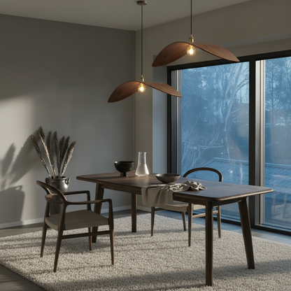 WabiSabiGlow | Elegant Natural Walnut Wood Kitchen Pendant Lighting