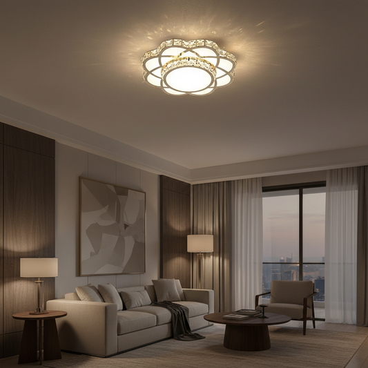 Luminara | Stylish Minimalist Crystal Flush Mount Ceiling Light Fixture