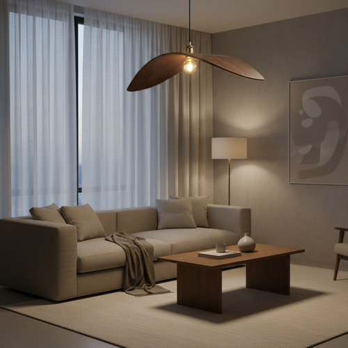 WabiSabiGlow | Elegant Natural Walnut Wood Kitchen Pendant Lighting