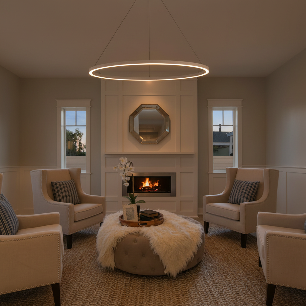 Lunara | Modern Elegant Black Aluminum LED Ring Chandelier