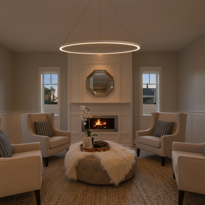 Lunara | Modern Elegant Black Aluminum LED Ring Chandelier