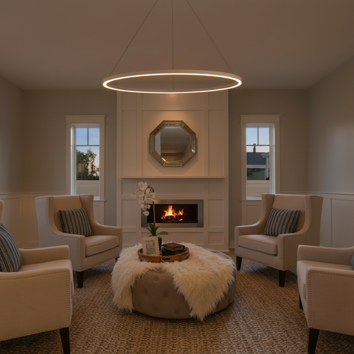 Lunara | Modern Elegant Black Aluminum LED Ring Chandelier