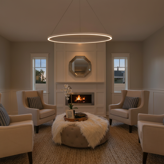 Lunara | Modern Elegant Black Aluminum LED Ring Chandelier