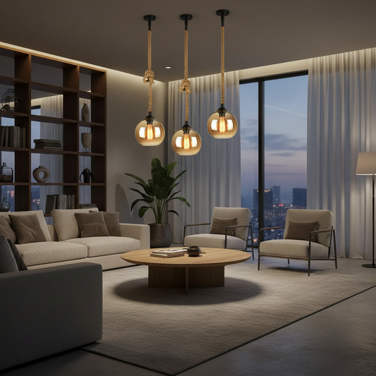 HempGlow | Elegant Vintage Glass Kitchen Pendant Lighting with Adjustable Cord