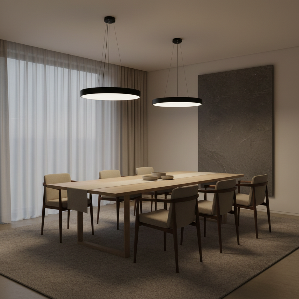 Lunaris | Sleek Modern Minimalist Round Pendant Ceiling Light Fixture